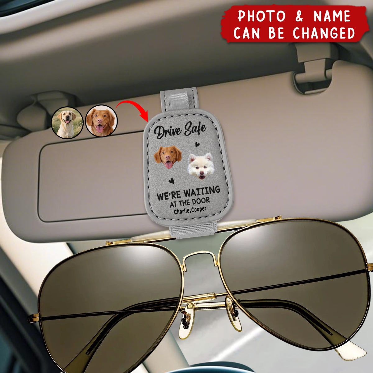 Custom Photo - Dog & Cat Personalized Custom Leather Car Visor - Gift For Pet Owners, Pet Lovers