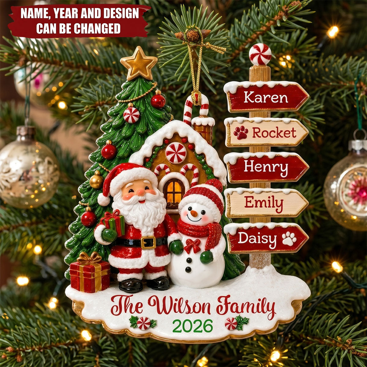 Family Signpost Christmas Custom Name - Personalized 1-Layer Acrylic Ornament