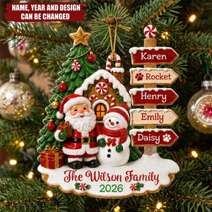 Family Signpost Christmas Custom Name - Personalized 1-Layer Acrylic Ornament