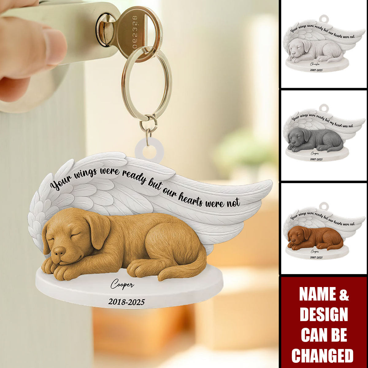 Your Wings Were Ready But My Heart Was Not - Personalized Acrylic Keychain, Memorial Gift