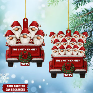 Family Vintage Truck Christmas Ornament - Personalized Wooden Ornament