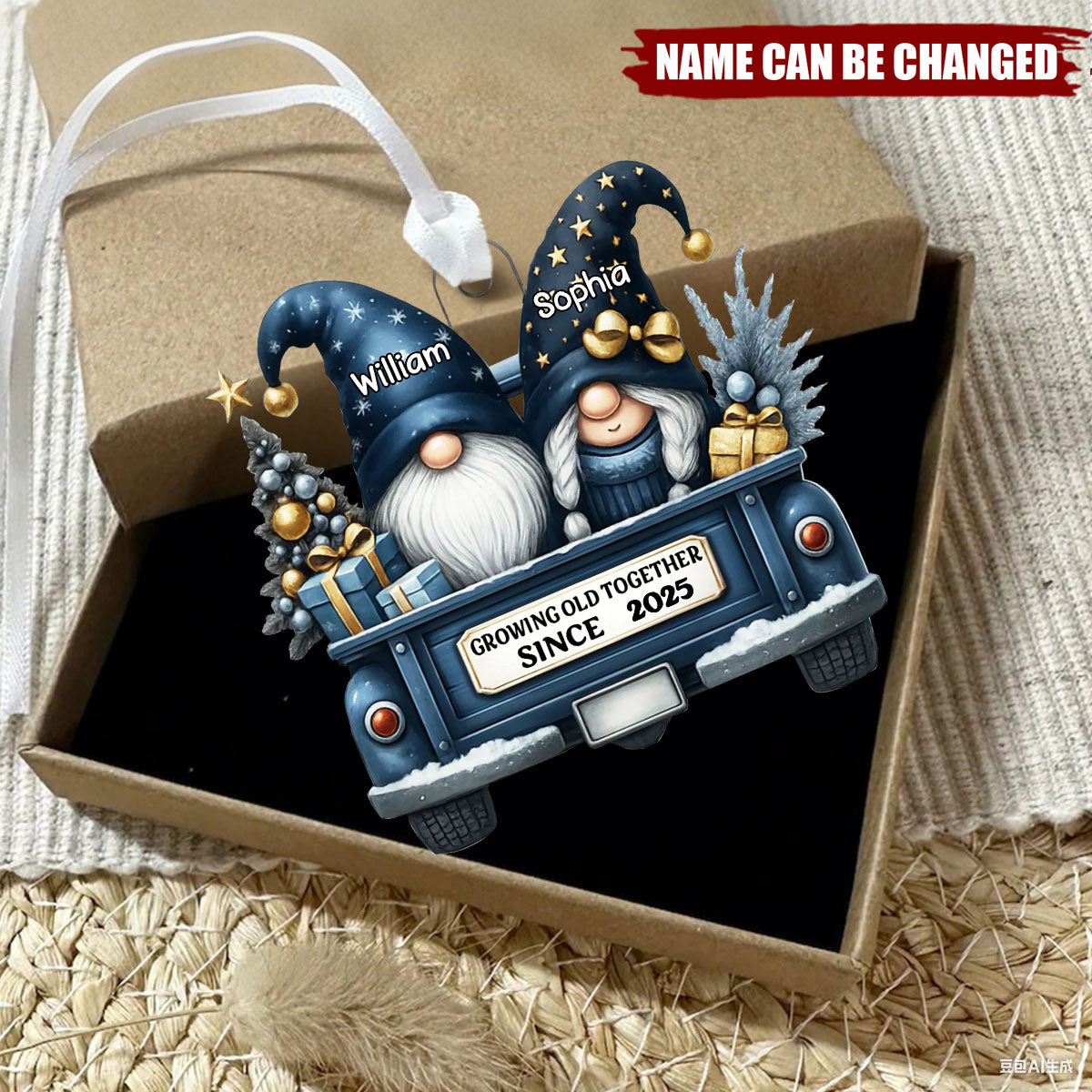 Dwarf Couple Growing Old Together Personalized Acrylic Christmas Ornament