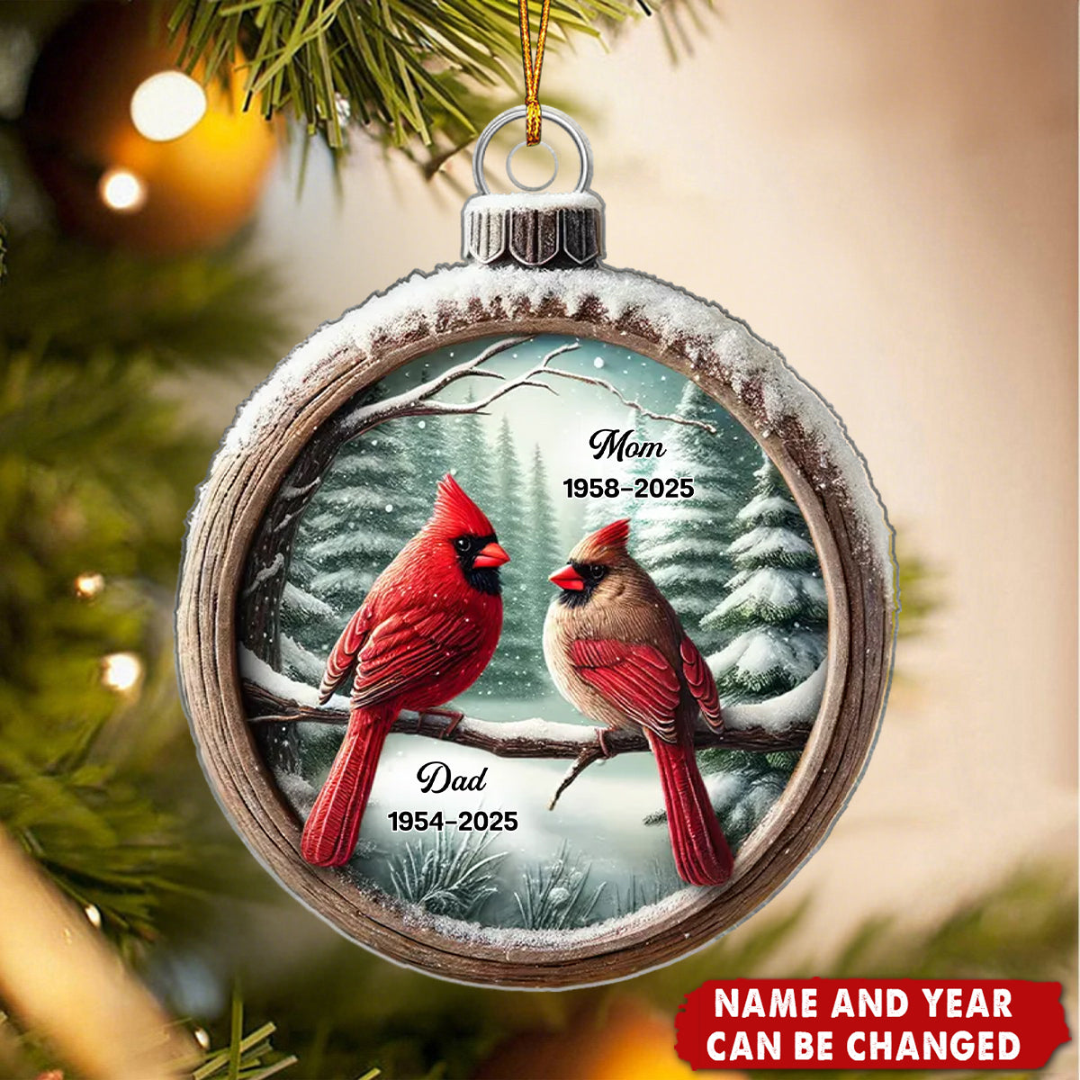 Cardinal Snow Memorial Gift - Personalized Acrylic Flat Ornament