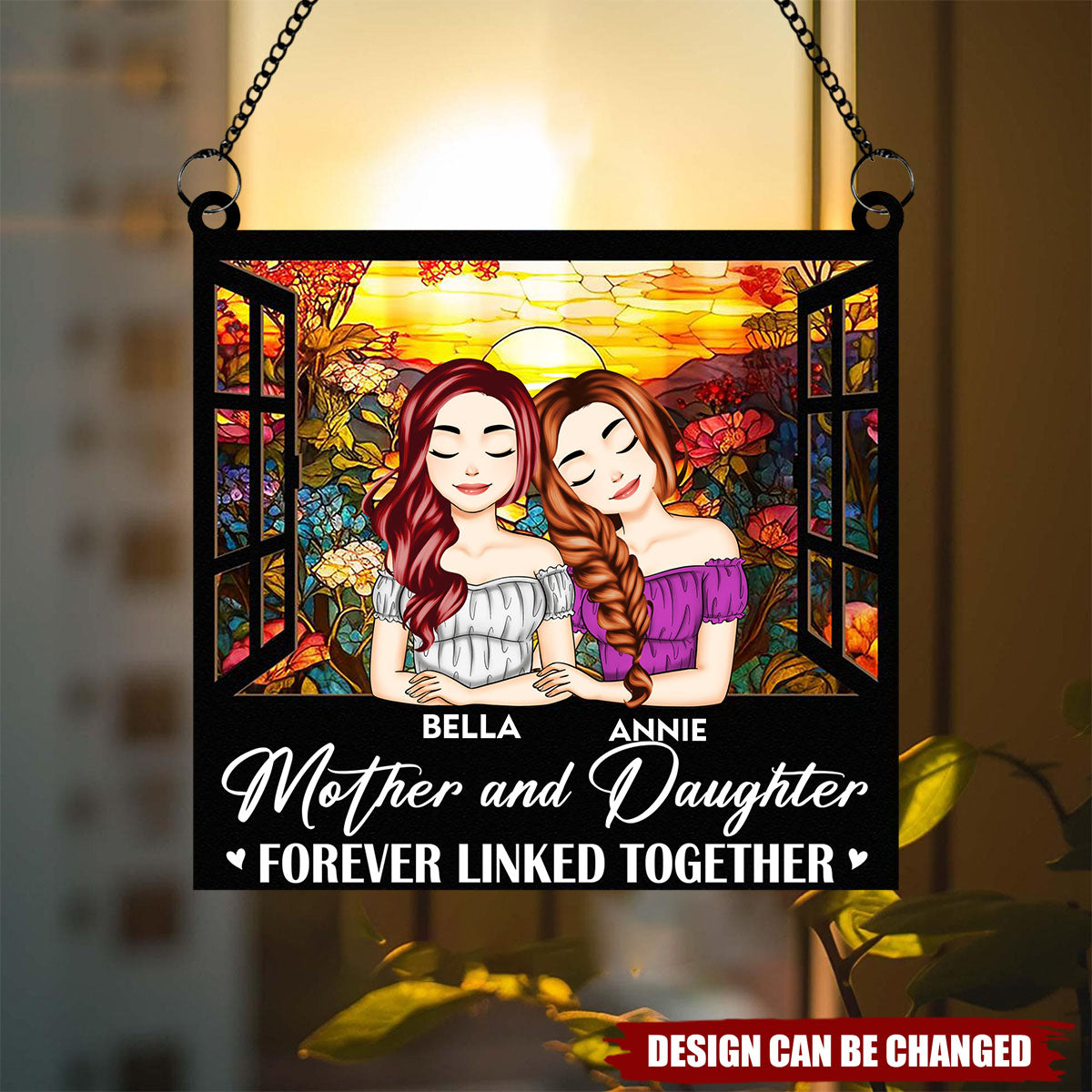 Mother & Daughters Linked Together - Personalized Window Hanging Suncatcher Ornament