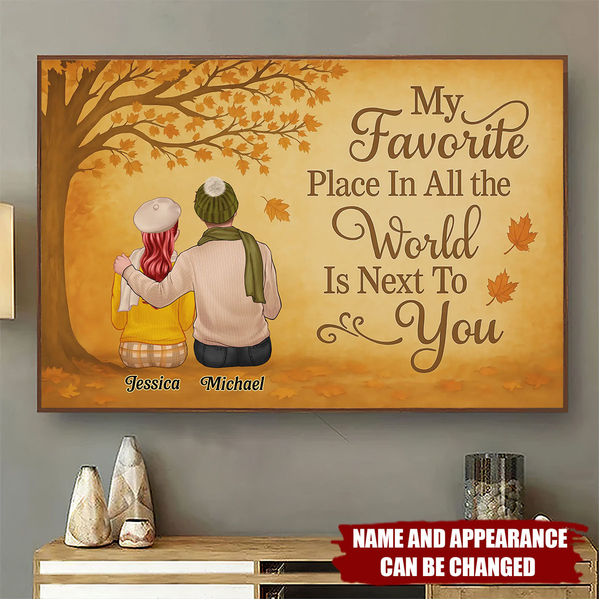My Favorite Place Is Next To You - Personalized Fall Couple Canvas