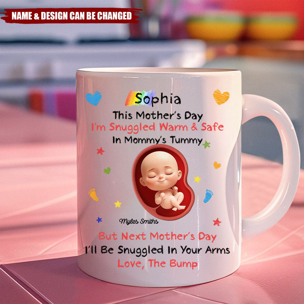 Sending Cuddles From The Inside - Family Personalized Custom Mug - Mother's Day, Baby Shower Gift, Gift For First Mom