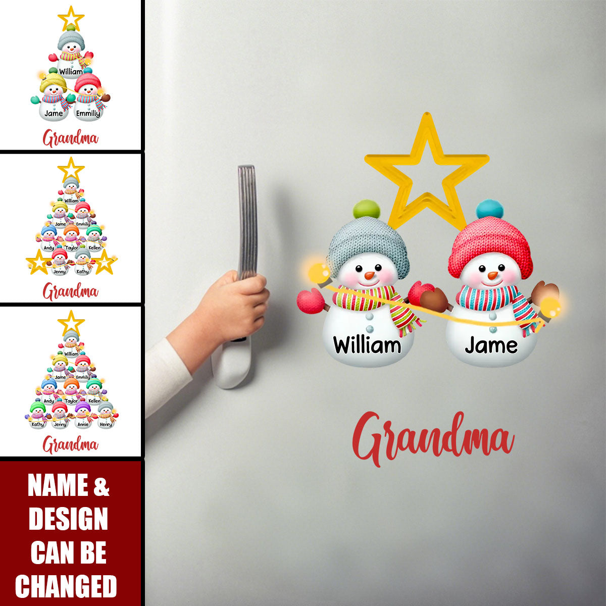 Snowman Kids Christmas Tree - Personalized Custom Decal