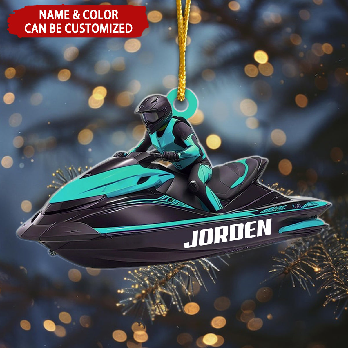 Jet Boat Personalized Skiing Christmas Ornament