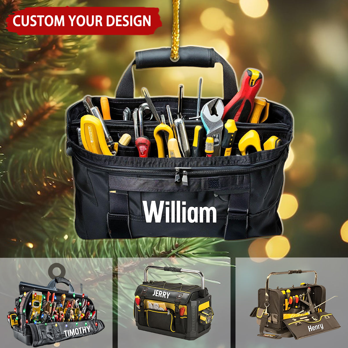 Plumber Tool Bag Personalized Christmas Ornament, Gifts For Plumber