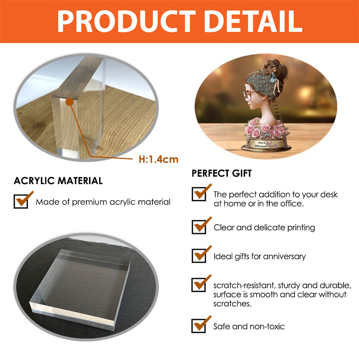 Just A Girl Who Loves Book - Personalized Book Custom Shaped Acrylic Plaque