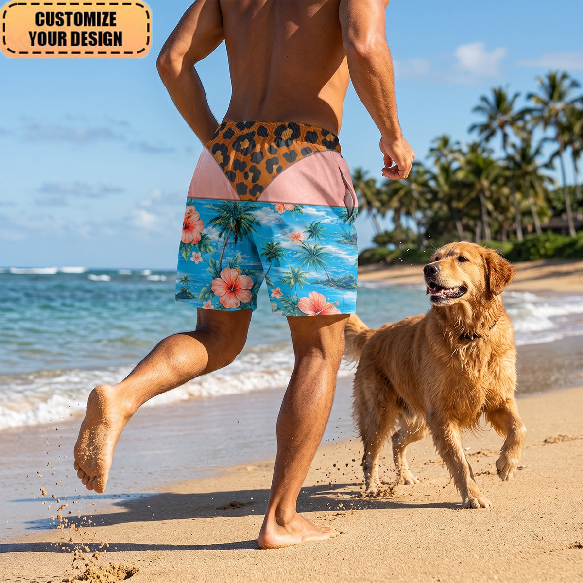 Funny Men Swim Trunks 3D Effect Body - Personalized Unisex Beach Shorts