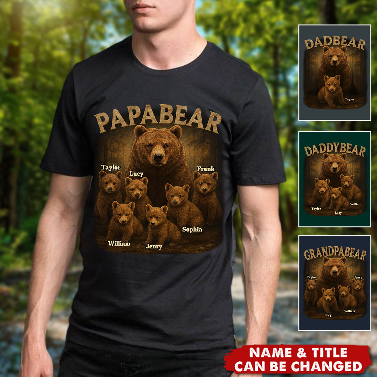 Papa Bear, Always There To Protect His Cubs - Family Personalized Custom Unisex T-shirt - Father's Day, Gift For Dad, Grandpa