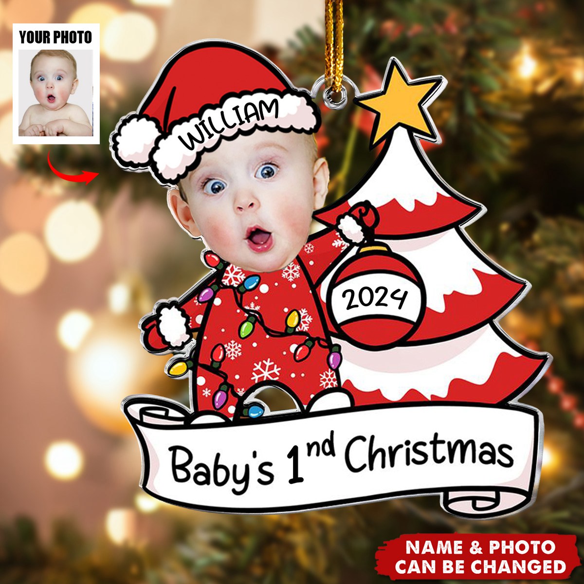 Baby's First Christmas - Personalized Photo Ornament