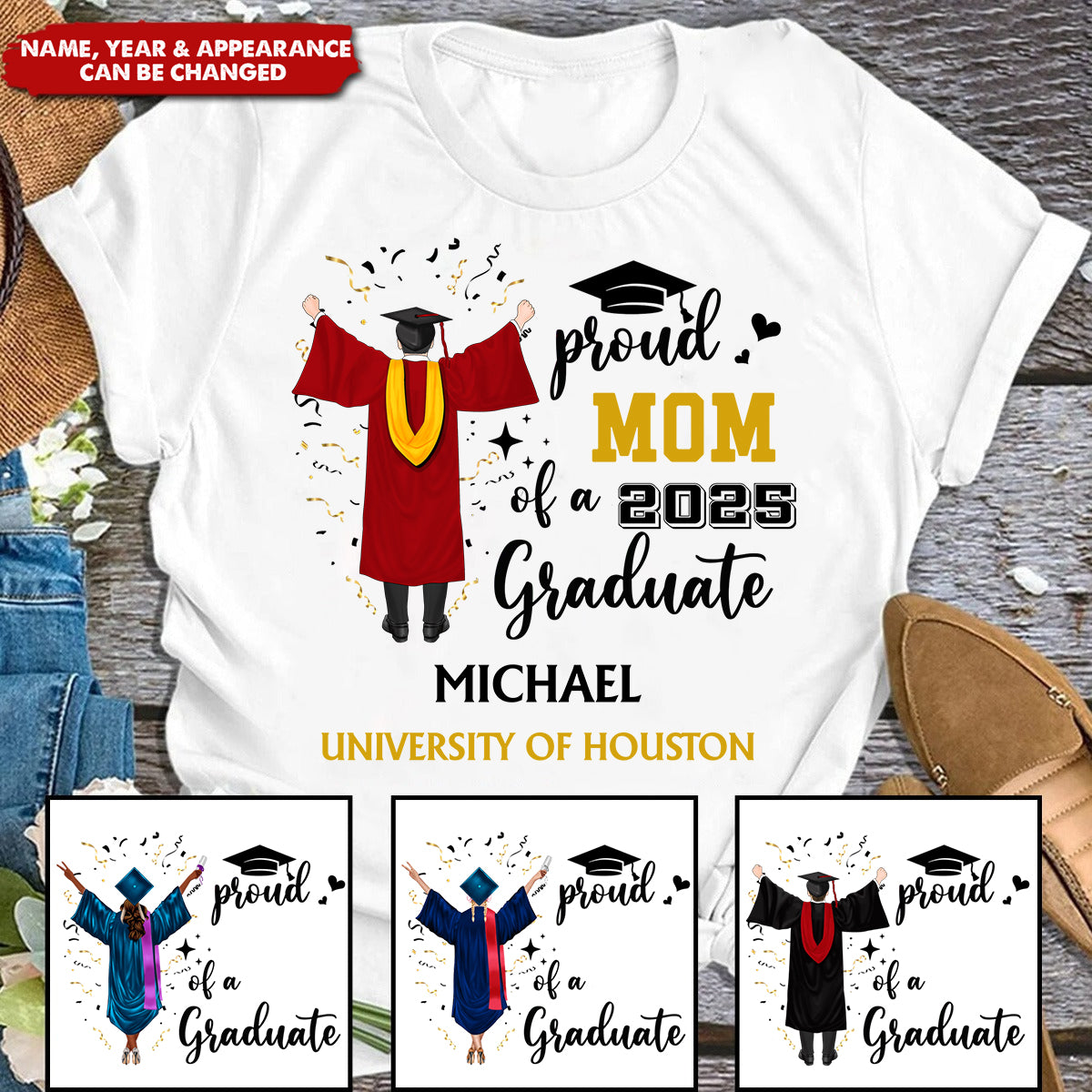 Proud Mom Of A 2025 Graduate - Personalized Shirt - Gift For Graduate