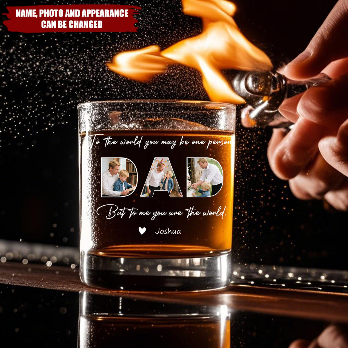 Custom Photo Happy Father's Day Family - Personalized Whiskey Glass