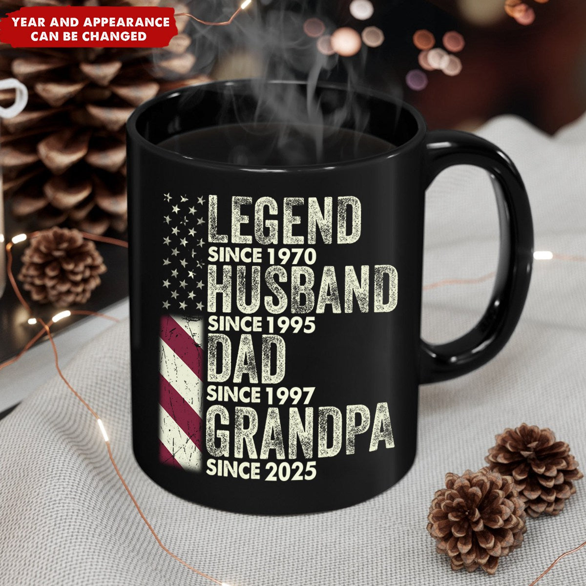 Legend Husband Dad Grandpa - Personalized Black Mug - Gift For Father