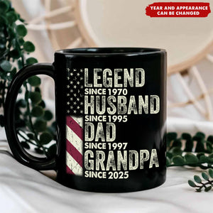 Legend Husband Dad Grandpa - Personalized Black Mug - Gift For Father