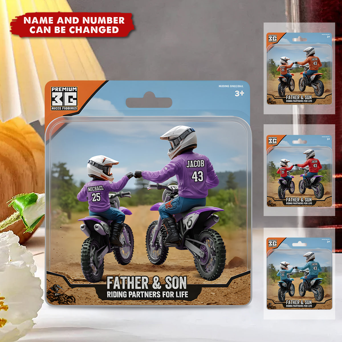 Dirt Bike Dad And Kid - Personalized Custom Shaped Acrylic Plaque, Gift For Dad