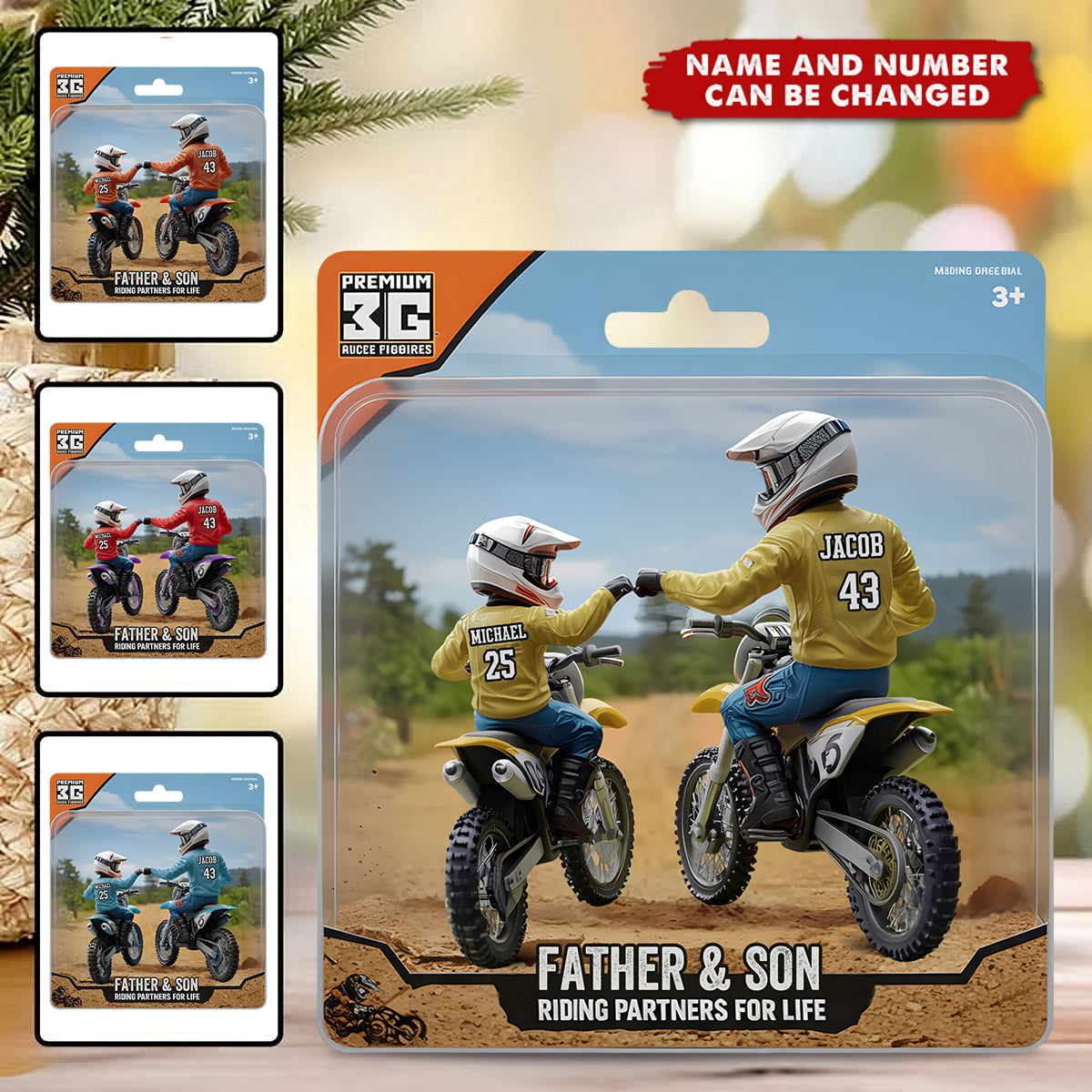 Dirt Bike Dad And Kid - Personalized Custom Shaped Acrylic Plaque, Gift For Dad