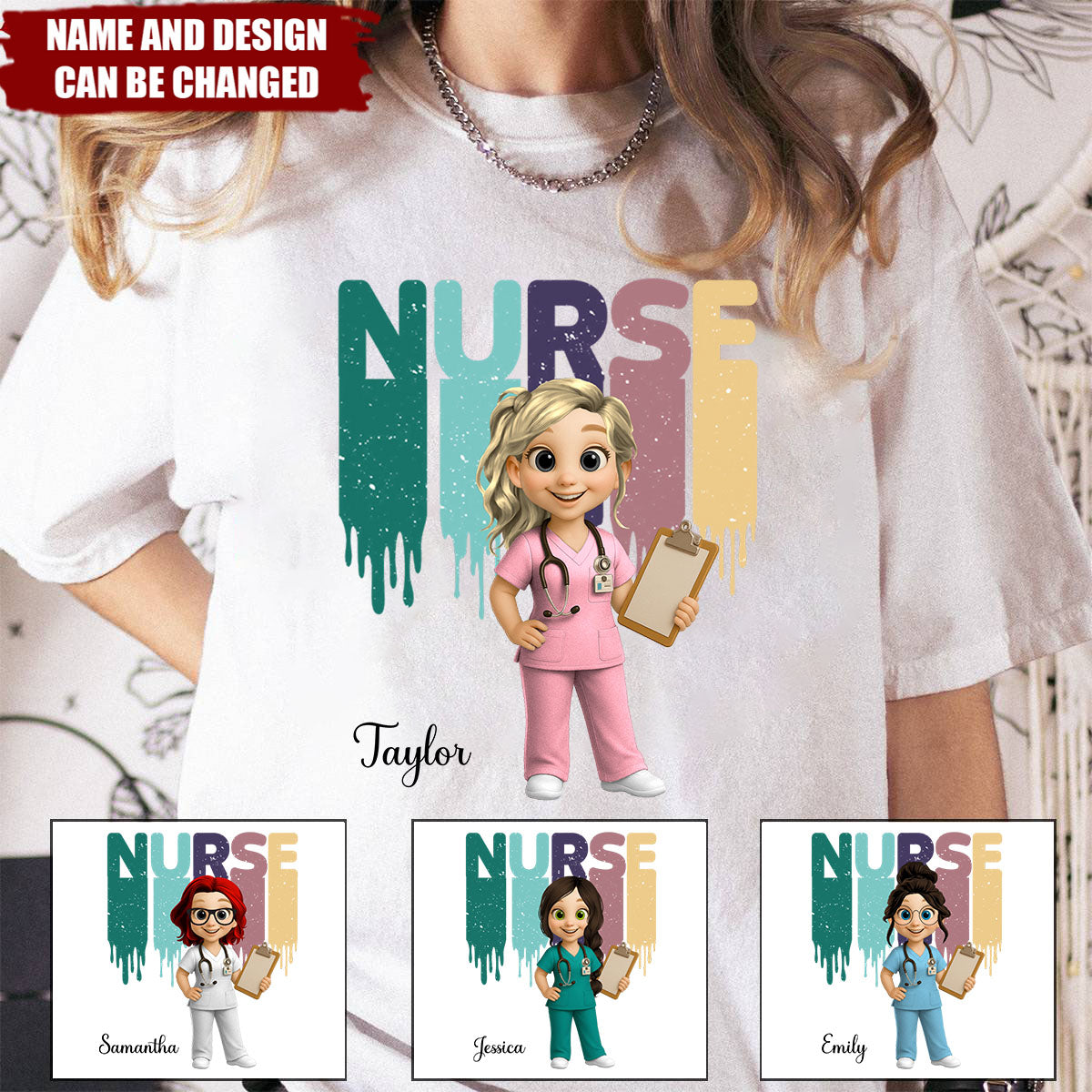 Medical Symbols And Nurse Cartoon - Personalized Shirt - Gift For Nurse