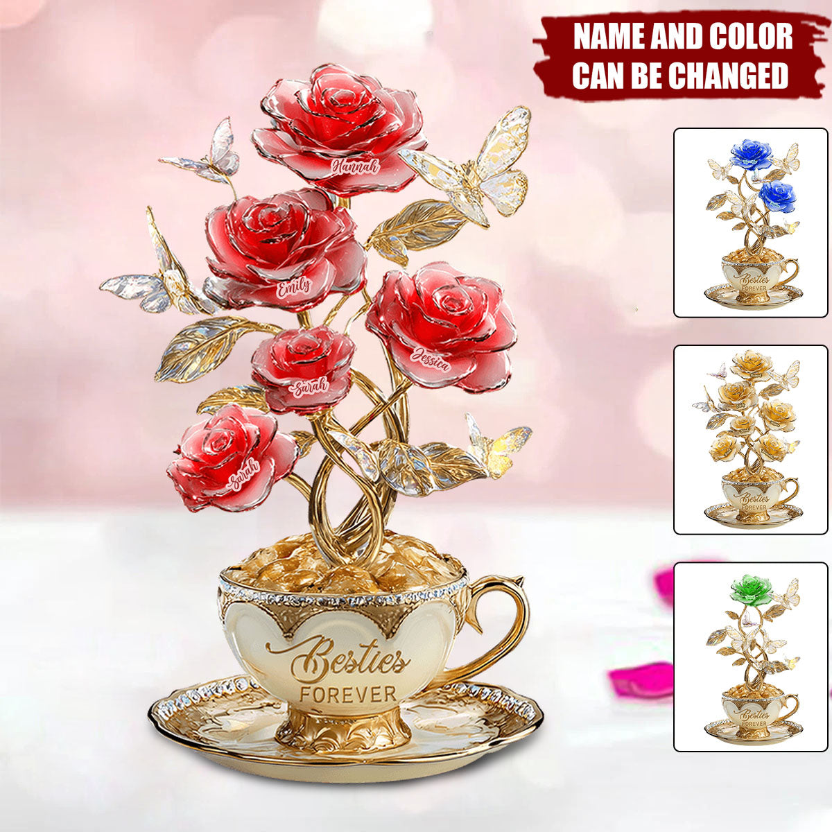 Flower Bestie Plaque - Personalized Custom Shaped Acrylic Plaque, Gifts For Besties