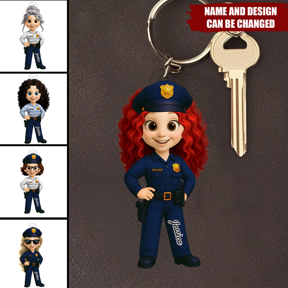 Custom Police Officer - Personalized Keychain, Gift For Law Enforcement