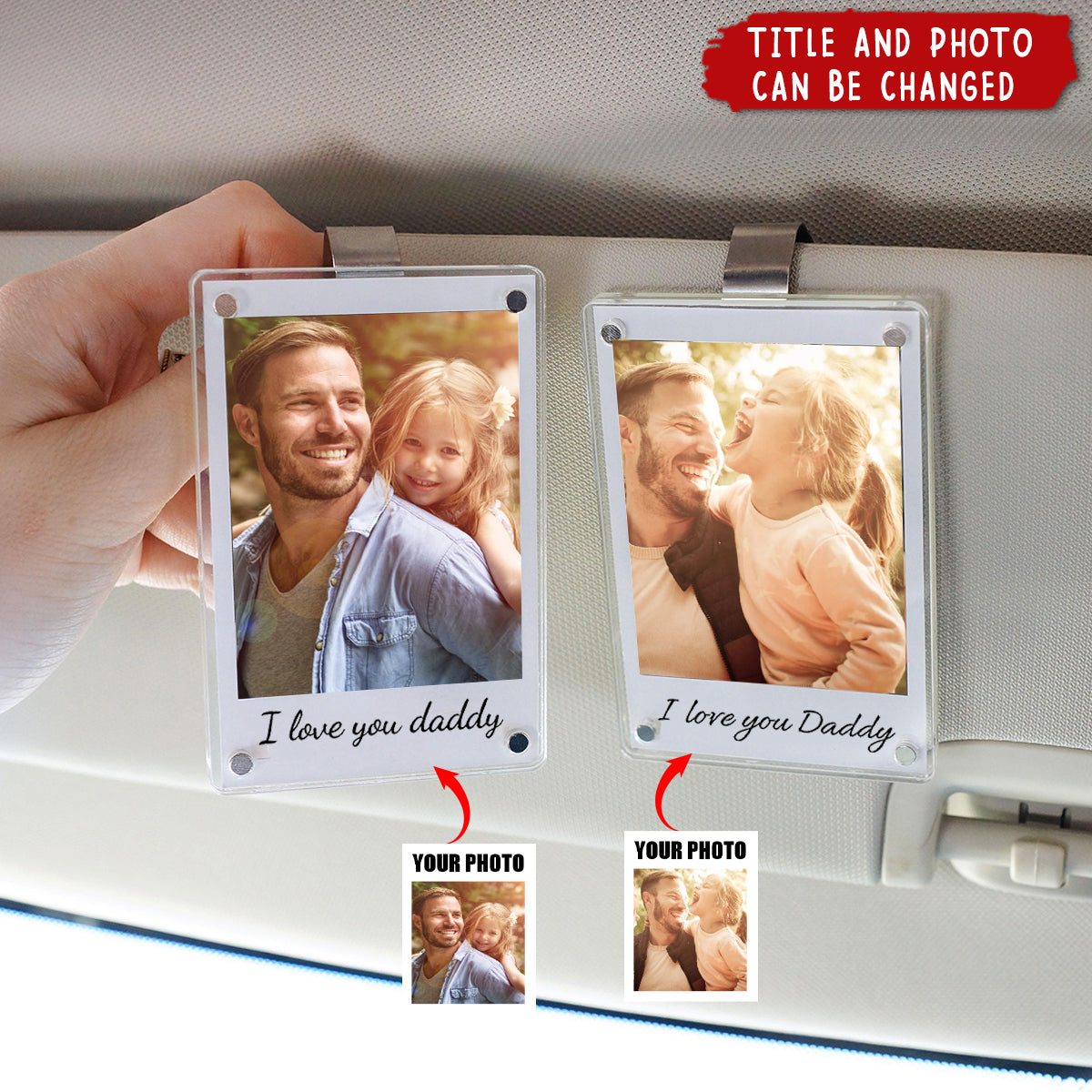 Personalized Dad Car Visor Clip Photo Included - Father's Day Gift for Dad Grandpa