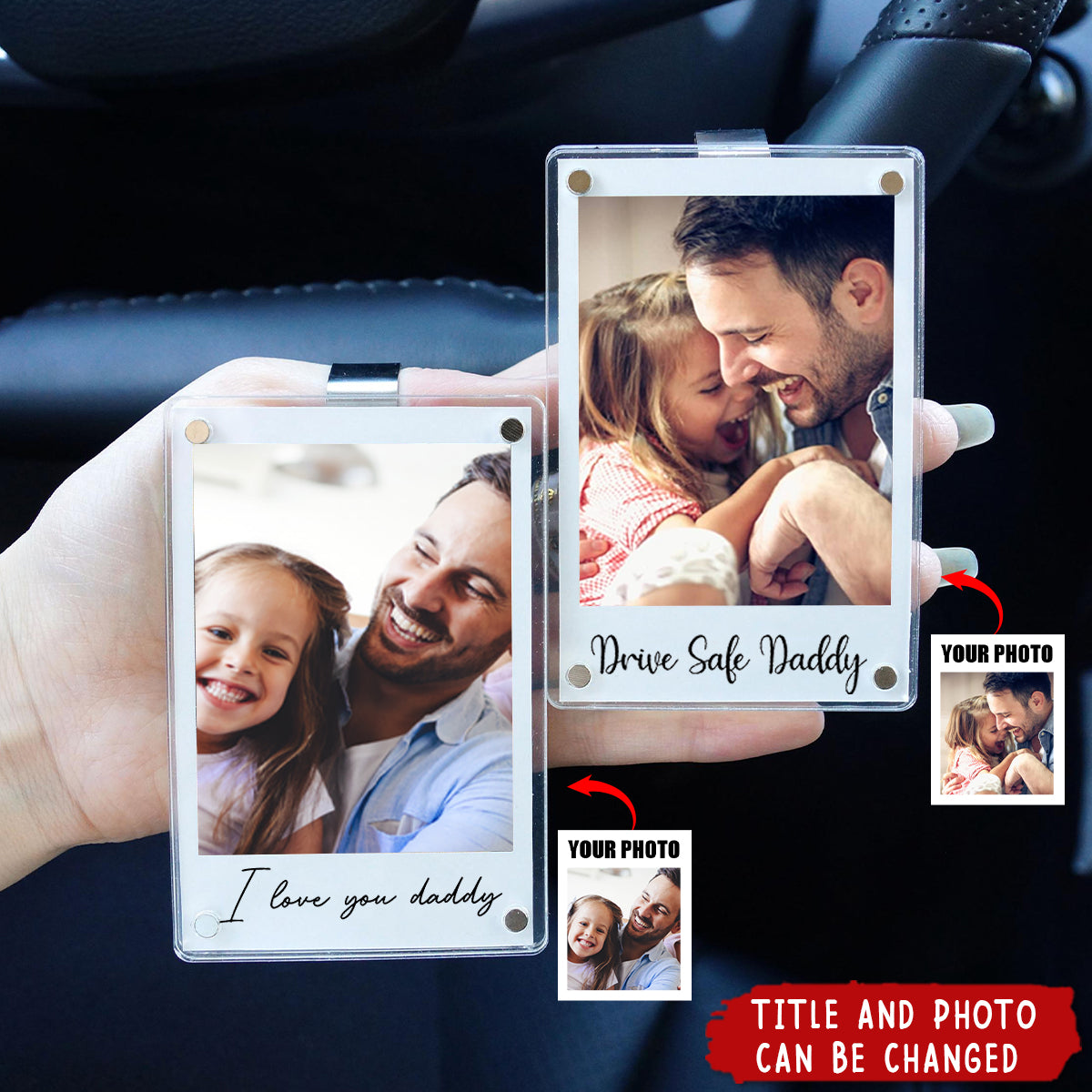 Personalized Dad Car Visor Clip Photo Included - Father's Day Gift for Dad Grandpa