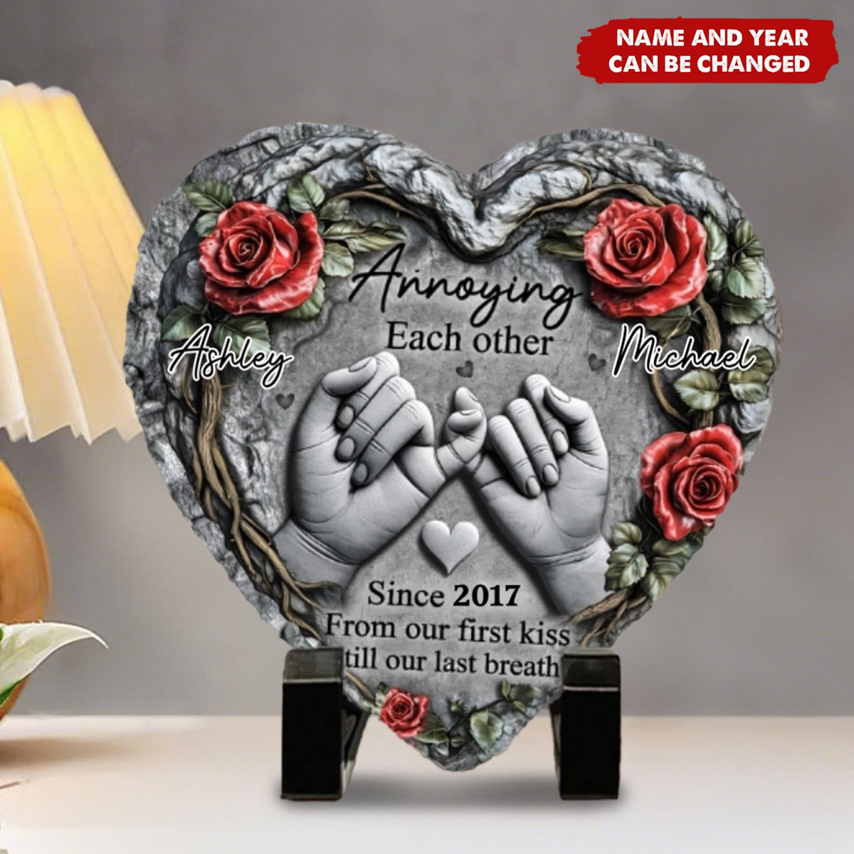 Till Deadth Do Us Part - Couple Personalized Heart Shaped Stone