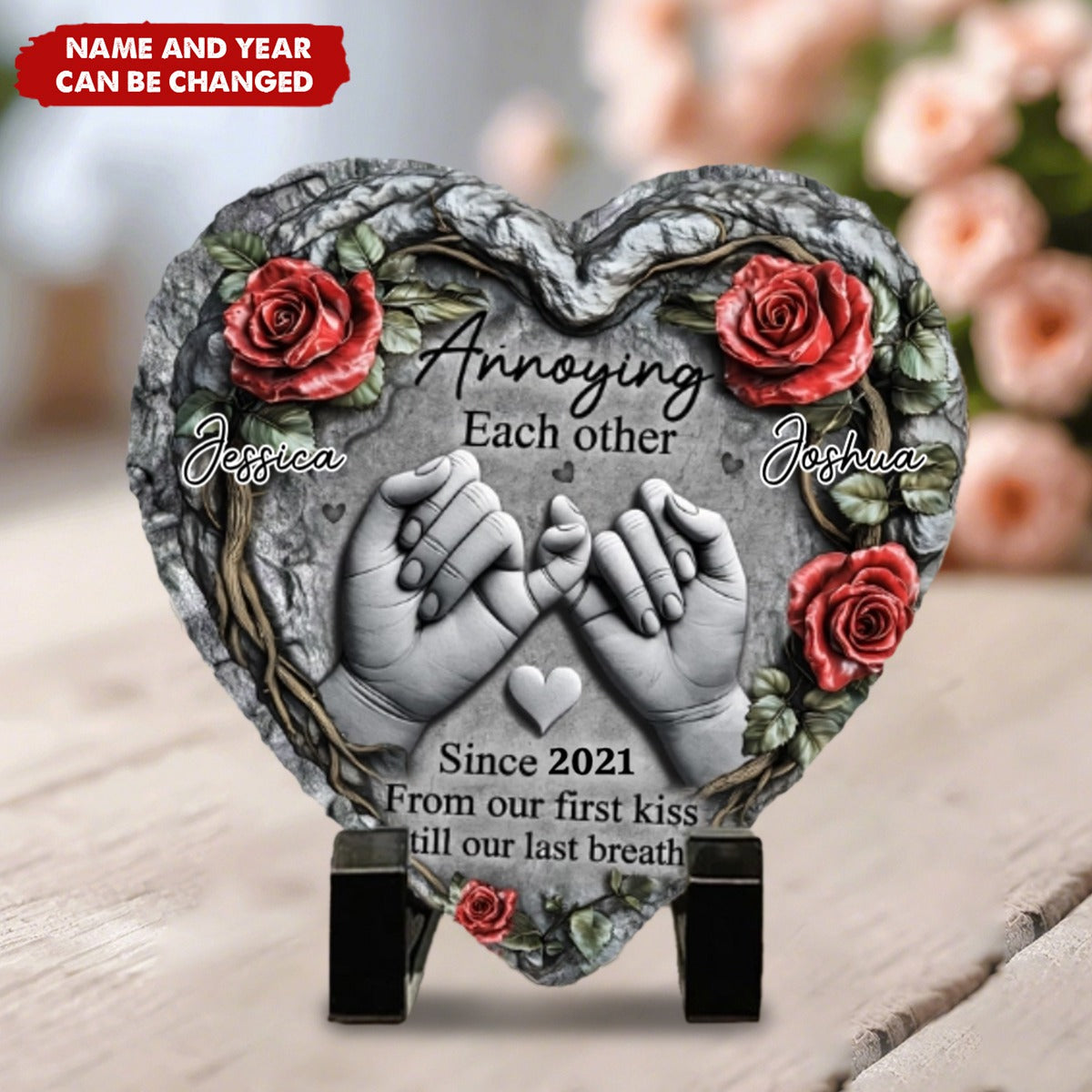 Till Deadth Do Us Part - Couple Personalized Heart Shaped Stone