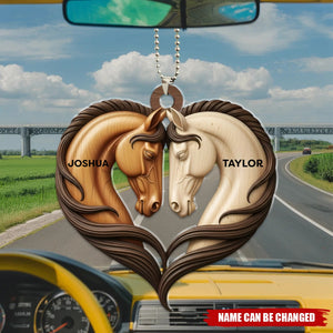 Horse Couple - Personalized Acrylic Ornament, Car Hanger,  Gifts For Couple
