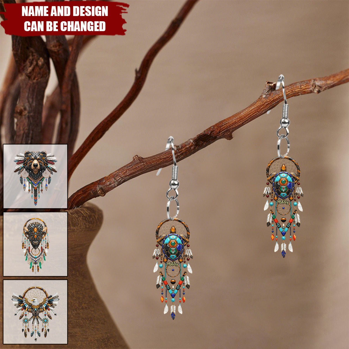 Native American Earrings - Personalized Earrings, Gift For Her