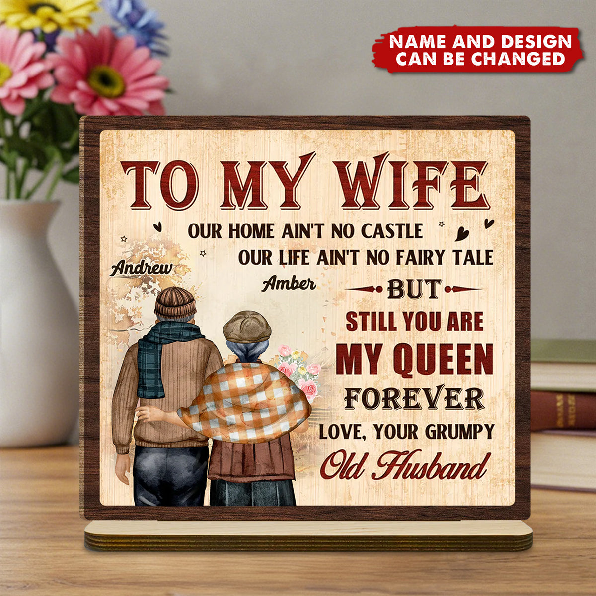 To My Queen - Personalized 2-Layered Standing Wooden Plaque
