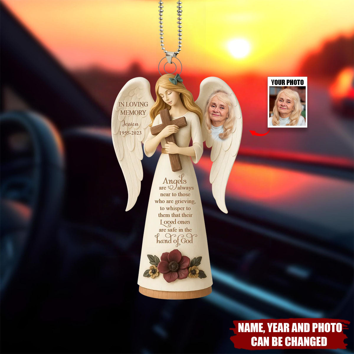 Angels Are Always Near To Those Who Are Grieving - Personalized Memorial Acrylic Car Ornament