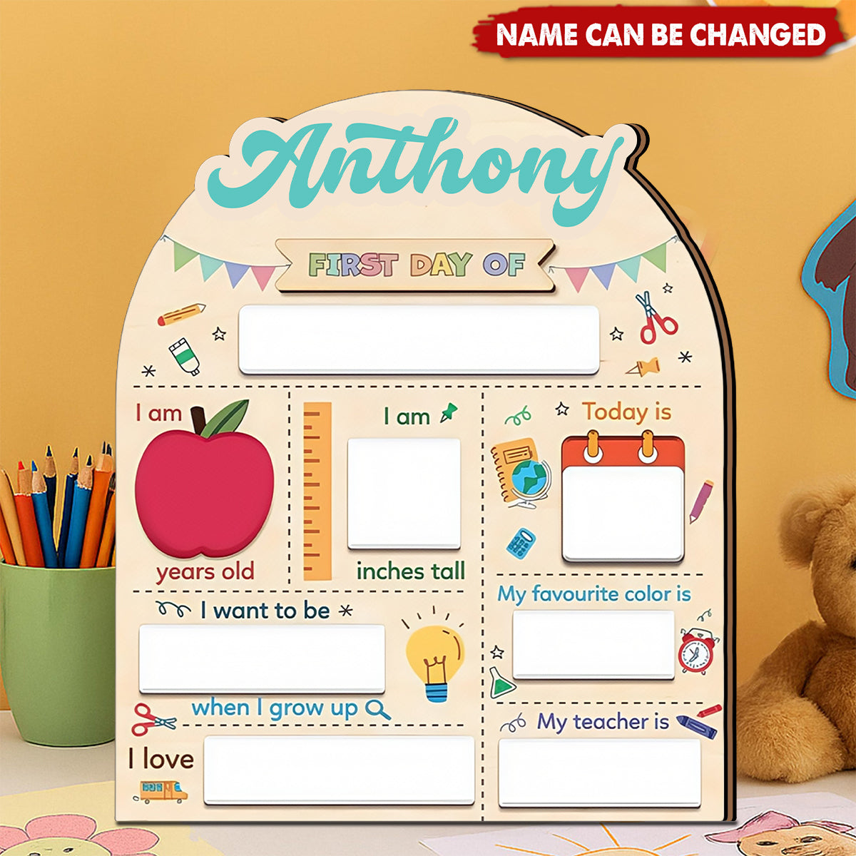 Personalized First Day of School Sign, Last Day School Board, Custom Wooden Back to School Sign for Kids