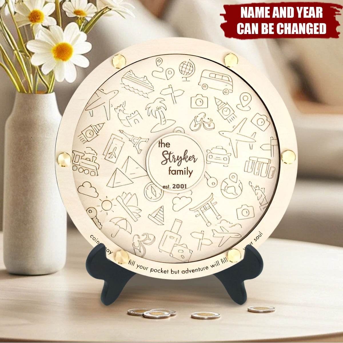 Personalized Travel Coin Holder - Gift for Travelers