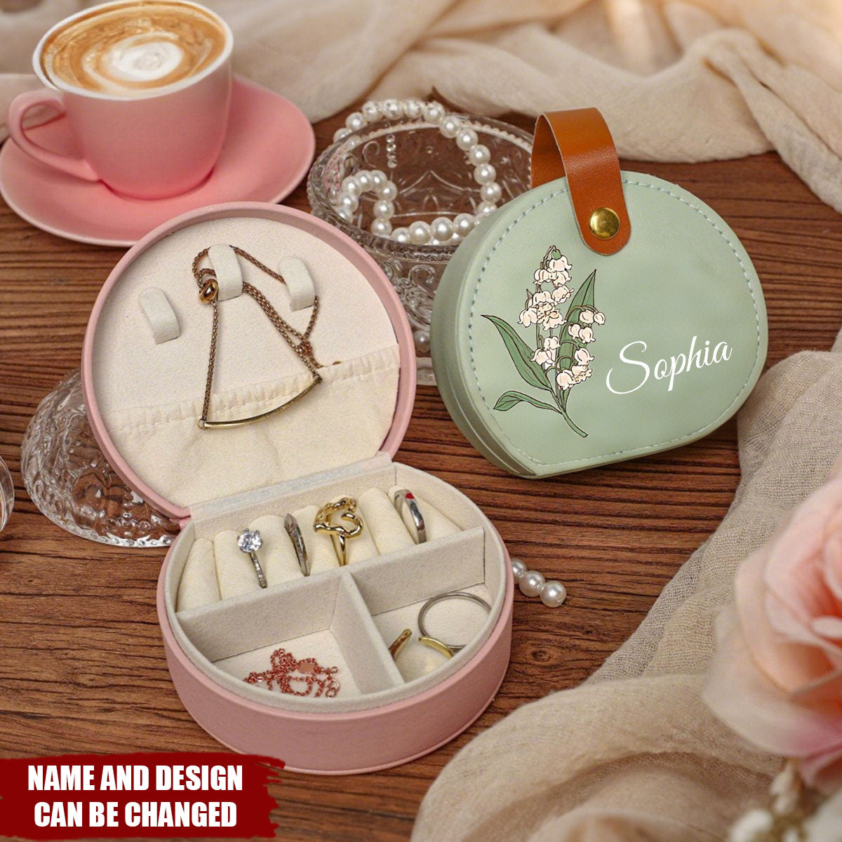 Flower - Personalized Jewelry Box, Birthday Gift for Women
