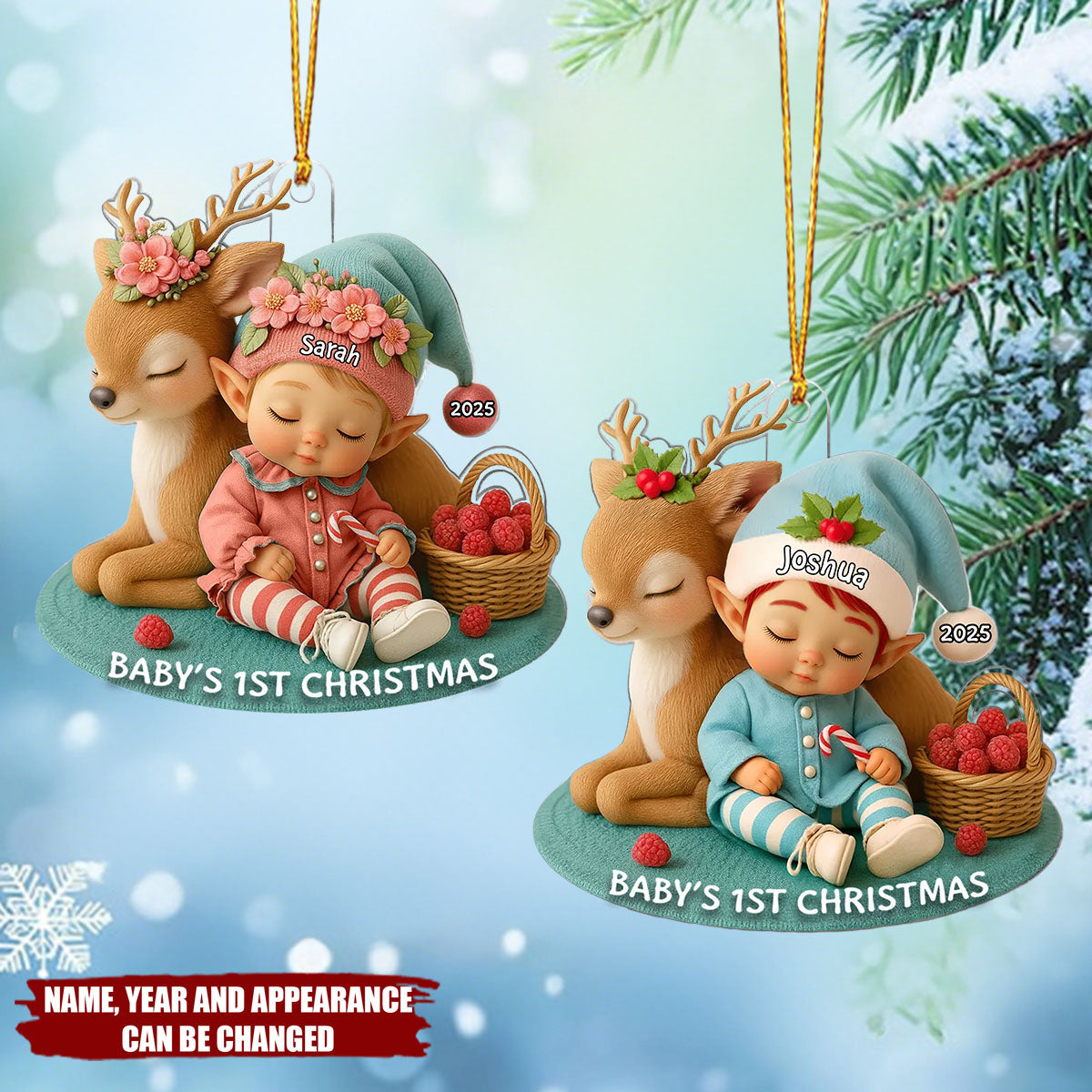 Baby's 1st Christmas Ornament - Personalized Acrylic Flat Ornament