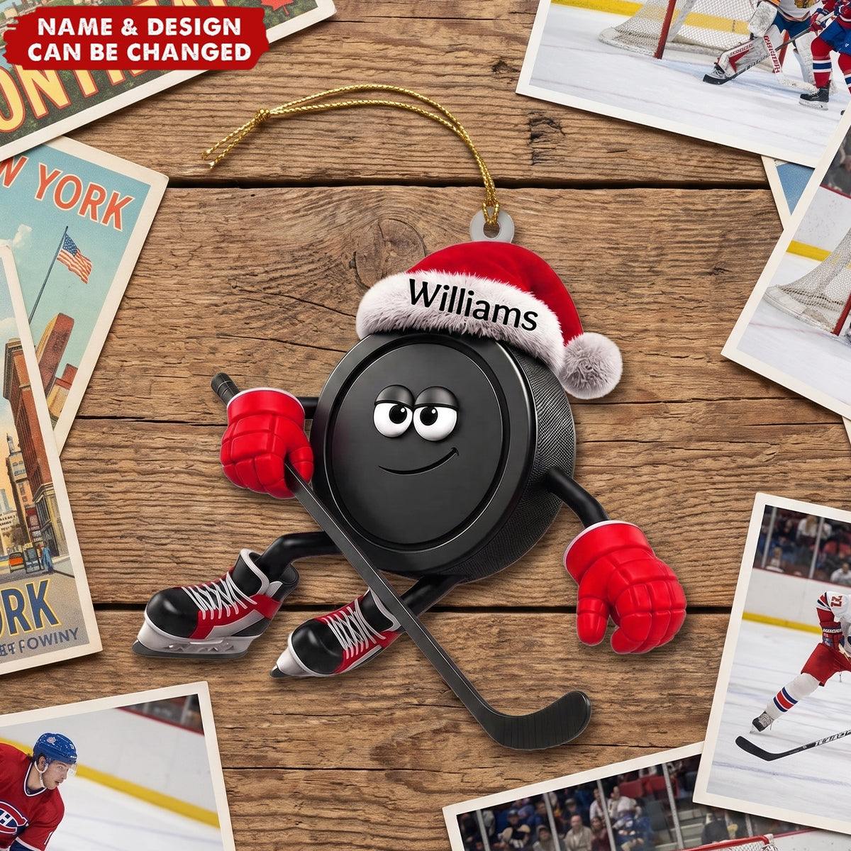 "Hockey Life" Personalized Hockey Acrylic Ornament - Custom Name Ice Puck Keepsake Gift for Players & Fans